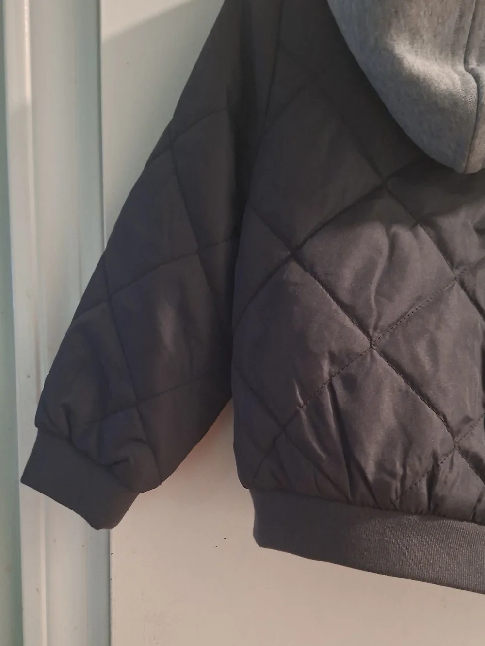 Kids Quilted Hooded Jacket - Dark Gray